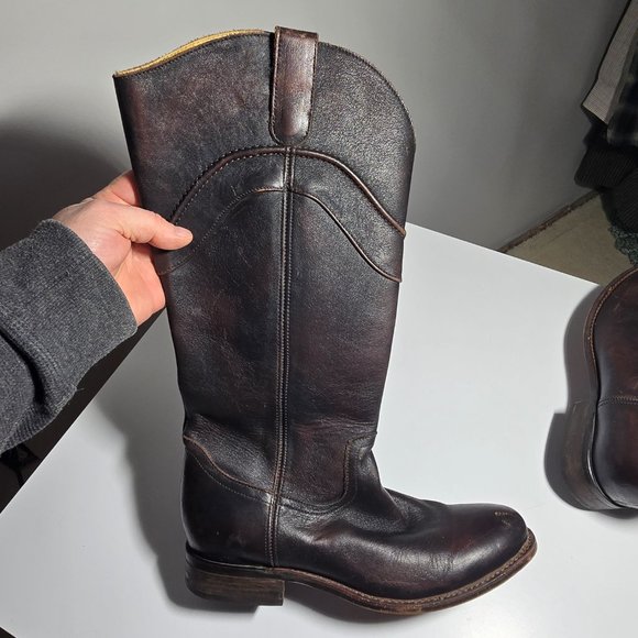 Justin Boots Dark Brown Heeled Boots - Picture 4 of 13